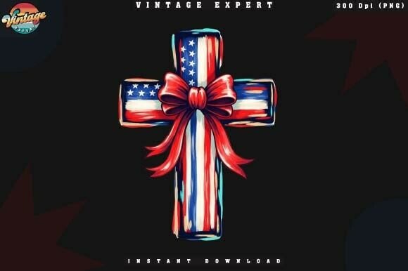 4th of July Cross Brushstroke Illustrations