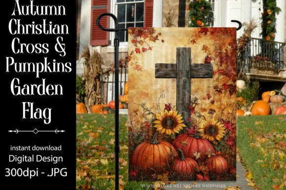 Autumn Christian Cross Garden Flag D9 — Crafts