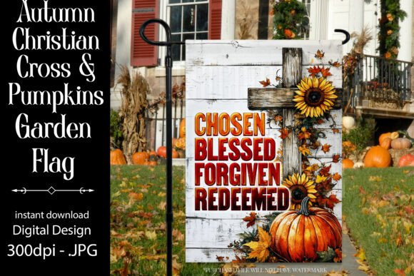 Autumn Christian Garden Flag Design 1 for Crafts