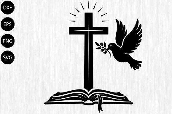 Christian Cross Bible Dove SVG Design for Crafts