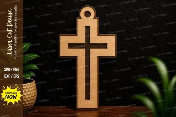 Christian Cross Laser Cut SVG Design for Ornaments