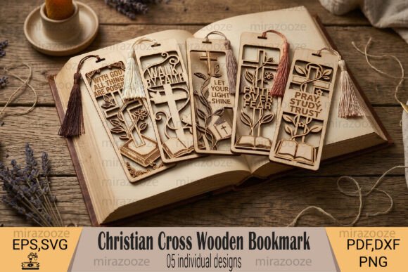 Christian Cross Wooden Bookmark for Branding and Marketing