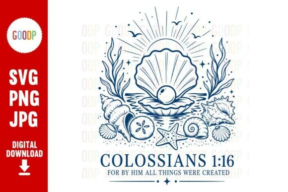 Colossians 1 16 Bible Ocean Verse SVG