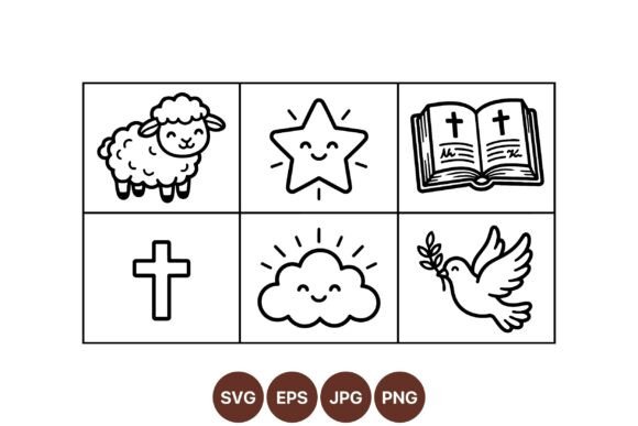 Cute Christian Icon Clipart: Illustrations for Faith-Based Content