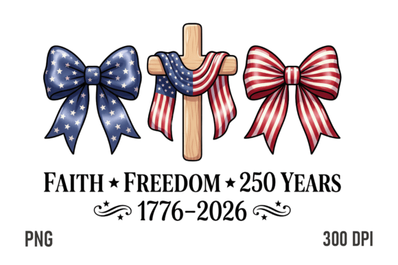 Faith Freedom 250 Years USA PNG for Crafts