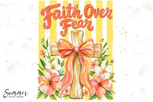 Faith Over Fear Floral Cross Sublimation Illustrations