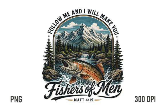Fishers of Men PNG Design for Crafts