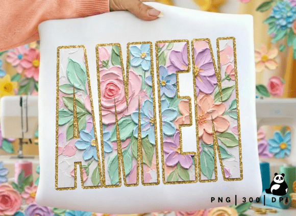 Floral Brushstroke Amen Png Illustrations