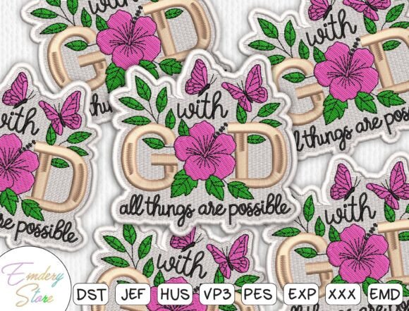 Floral Christian Quote Embroidery for Religion Amp Branding