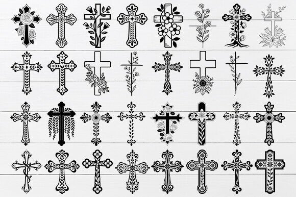 Floral Cross SVG Bundle for Crafts