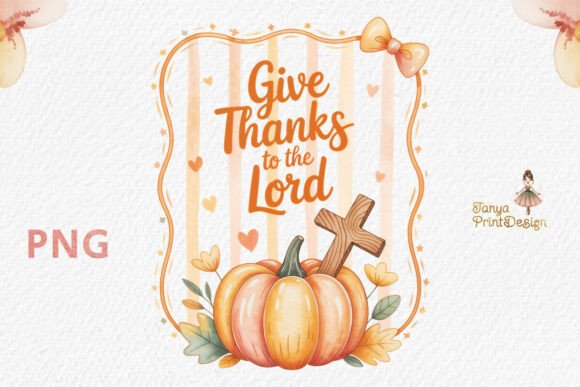 Give Thanks Fall Pumpkin PNG Sublimation