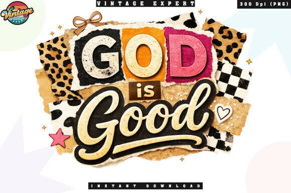 God is Good Vintage Religious Patchwork