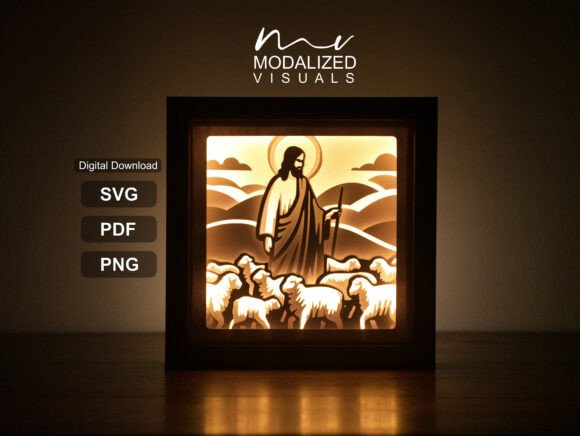 Jesus the Good Shepherd Lightbox for Shadow Boxes