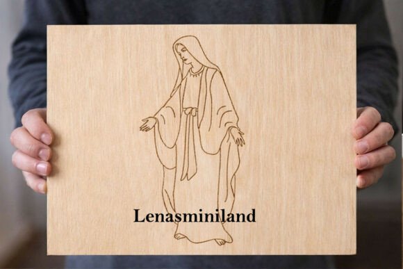 Laser Engraving Virgin Mary Line Art