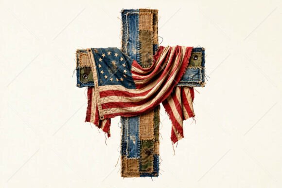 Patchwork 4th of July Cross Illustrations