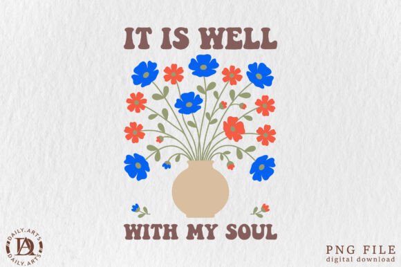 Retro Floral Vase Christian Quote PNG Illustrations