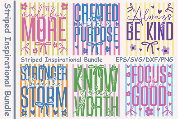 Striped Inspirational PNG Bundle for Crafts