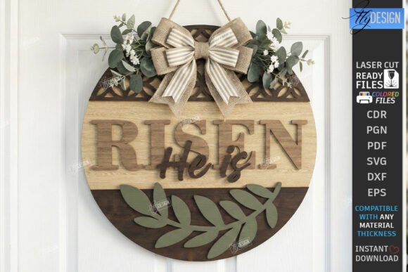 Wall Round Sign Laser Cut He is Risen Spring Amp